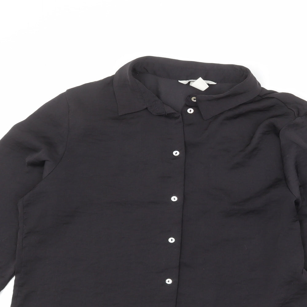 Womens UK Size 10 River Island Black Basic Button-Up