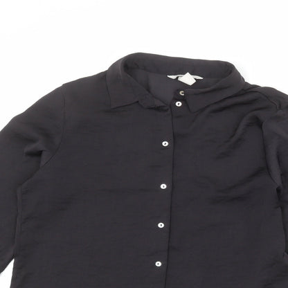 Womens UK Size 10 River Island Black Basic Button-Up