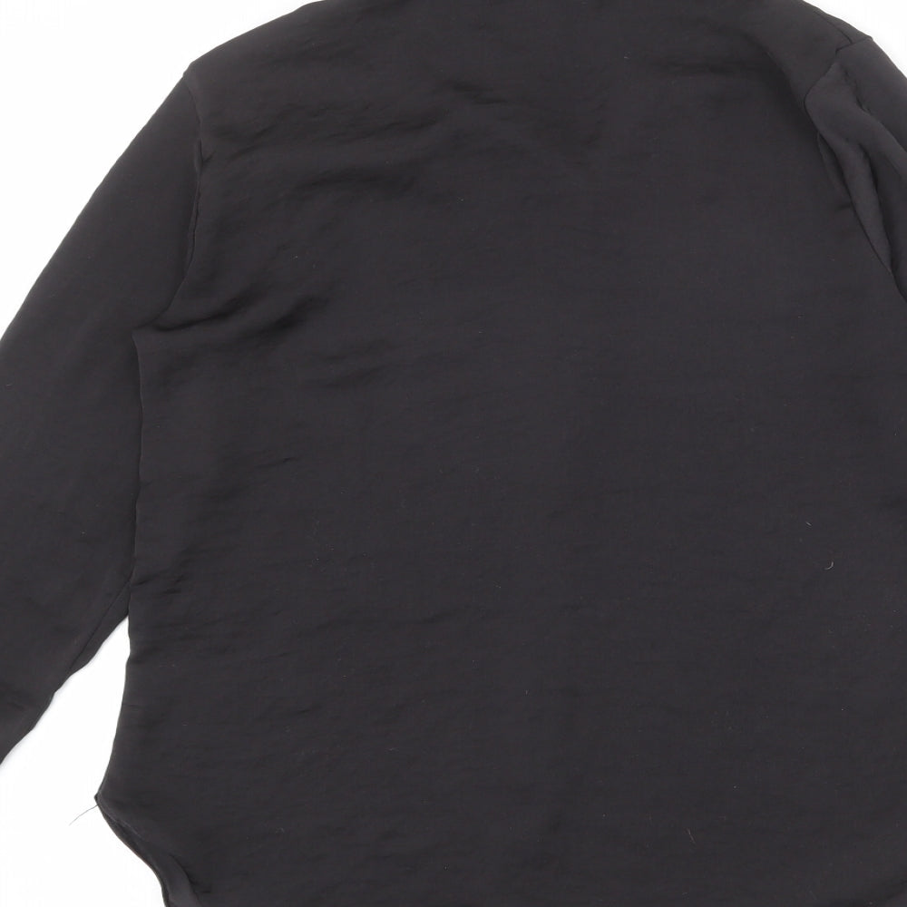 Womens UK Size 10 River Island Black Basic Button-Up