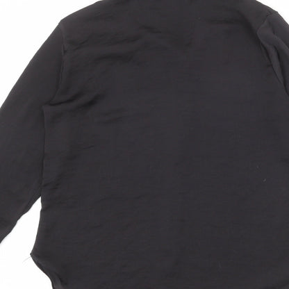 Womens UK Size 10 River Island Black Basic Button-Up