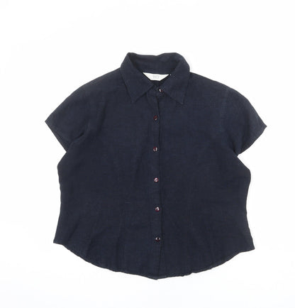 Spicy Womens Blue Viscose Basic Button-Up Size 16 Collared
