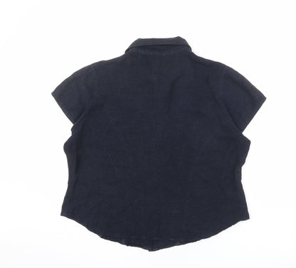 Spicy Womens Blue Viscose Basic Button-Up Size 16 Collared