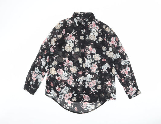 Womens UK Size 8 New Look Black Basic Button-Up