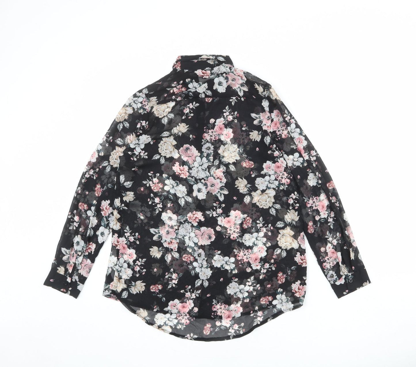 Womens UK Size 8 New Look Black Basic Button-Up