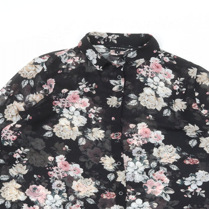 Womens UK Size 8 New Look Black Basic Button-Up