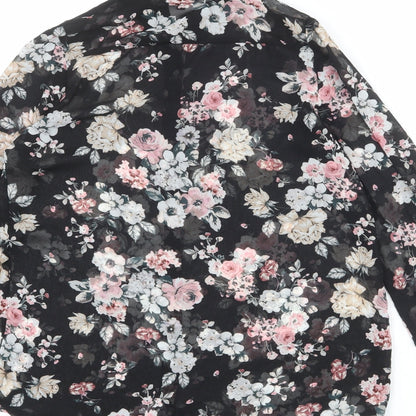 Womens UK Size 8 New Look Black Basic Button-Up