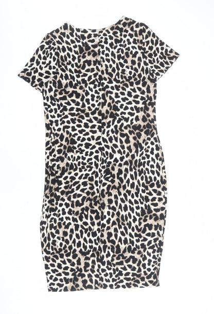 Dorothy Perkins Womens Multicoloured Animal Print Viscose Shift Size 14 Round Neck Pullover - Cheetah pattern