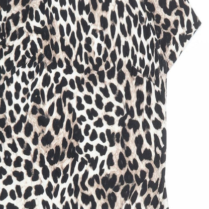 Dorothy Perkins Womens Multicoloured Animal Print Viscose Shift Size 14 Round Neck Pullover - Cheetah pattern