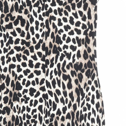 Dorothy Perkins Womens Multicoloured Animal Print Viscose Shift Size 14 Round Neck Pullover - Cheetah pattern
