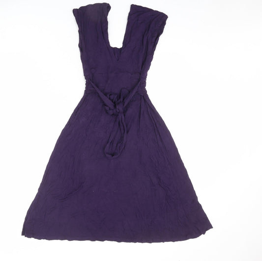 Dorothy Perkins Womens Purple Viscose Fit & Flare Size 8 V-Neck Pullover