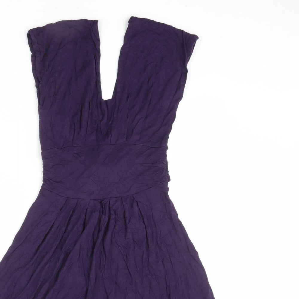 Dorothy Perkins Womens Purple Viscose Fit & Flare Size 8 V-Neck Pullover