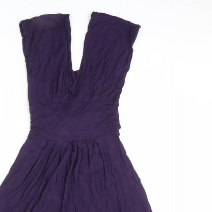 Dorothy Perkins Womens Purple Viscose Fit & Flare Size 8 V-Neck Pullover