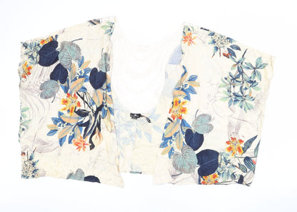 Sweet Poison Womens Beige Floral Viscose Kimono Blouse Size S V-Neck