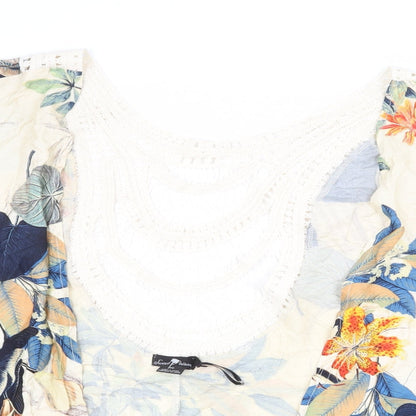 Sweet Poison Womens Beige Floral Viscose Kimono Blouse Size S V-Neck