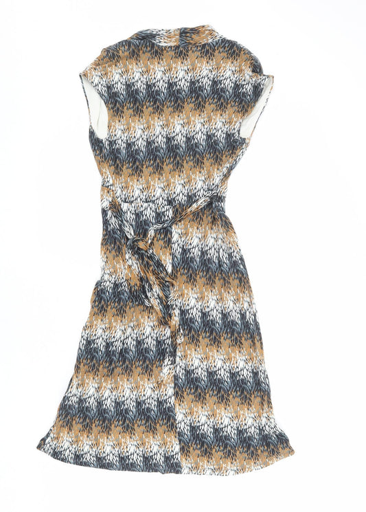 Monsoon Womens Multicoloured Geometric Viscose A-Line Size 8 V-Neck Pullover