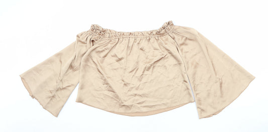 Womens UK Size 8 Diffuse Gold Cropped Blouse