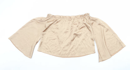 Womens UK Size 8 Diffuse Gold Cropped Blouse