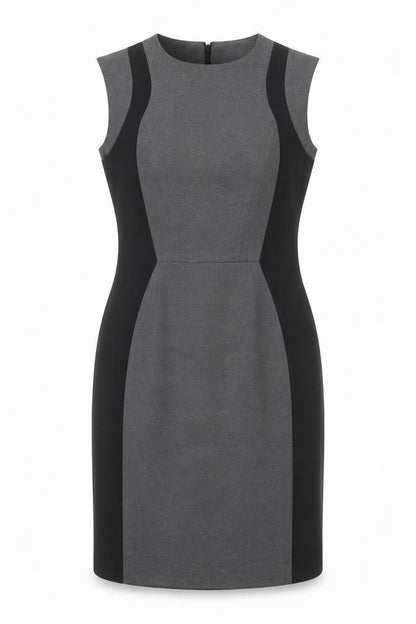 Warehouse Womens Grey Geometric Polyester Shift Size 14 Round Neck Zip