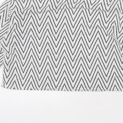 Boohoo Womens Grey Herringbone Viscose Basic T-Shirt Size 10 Round Neck