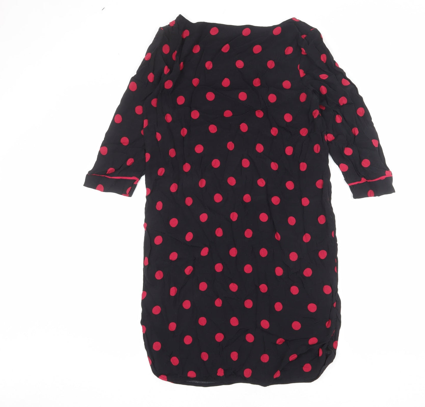 NEXT Womens Black Polka Dot Viscose Shift Size 12 Round Neck Pullover