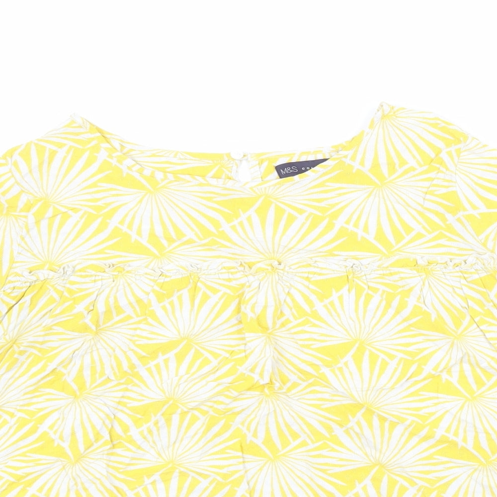 Womens UK Size 10 Marks and Spencer Yellow Basic Blouse