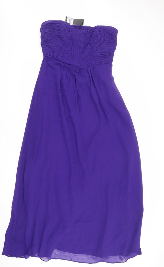 Debut Womens Purple Polyester Ball Gown Size 14 Off the Shoulder Zip - Detachable straps included