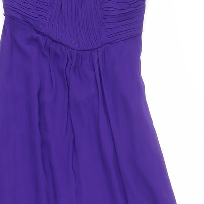 Debut Womens Purple Polyester Ball Gown Size 14 Off the Shoulder Zip - Detachable straps included