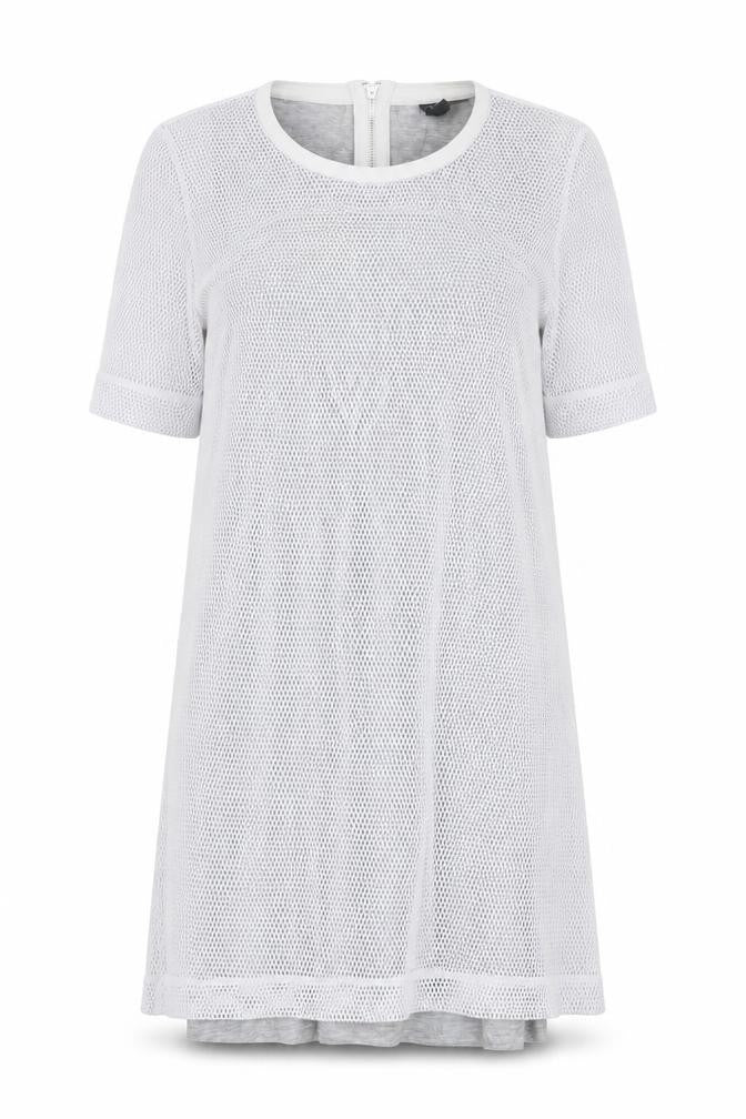 Topshop Womens White Polyester A-Line Size 8 Round Neck Zip