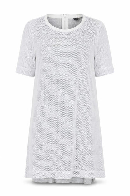 Topshop Womens White Polyester A-Line Size 8 Round Neck Zip