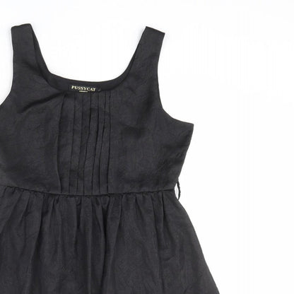 Pussycat London Womens Black Polyester Slip Dress Size M Scoop Neck Zip - Size M-L
