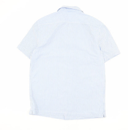 Mens UK Size M Marks and Spencer Blue  Button-Up Short Sleeve Casual Shirt