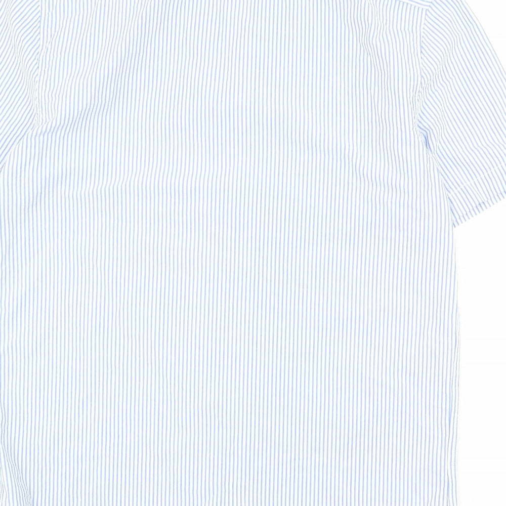 Mens UK Size M Marks and Spencer Blue  Button-Up Short Sleeve Casual Shirt