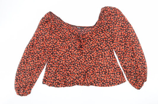 Nasty Gal Womens Multicoloured Floral Polyester Basic Blouse Size 20 Boat Neck