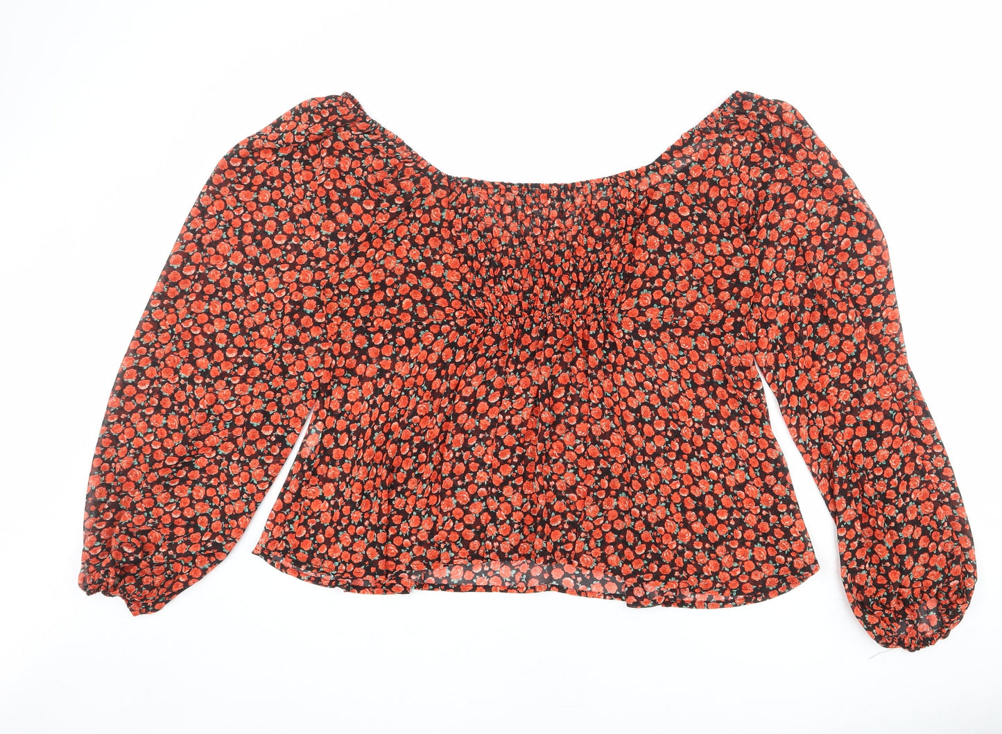 Nasty Gal Womens Multicoloured Floral Polyester Basic Blouse Size 20 Boat Neck