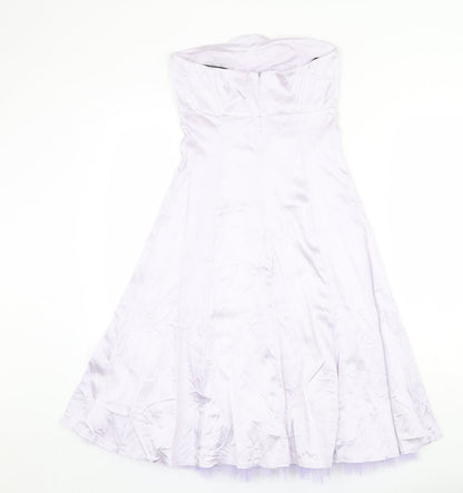 Warehouse Womens Purple Acrylic Ball Gown Size 8 Off the Shoulder Zip - Tulle underskirt