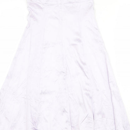 Warehouse Womens Purple Acrylic Ball Gown Size 8 Off the Shoulder Zip - Tulle underskirt