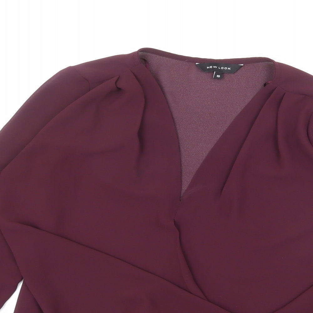 Womens UK Size 10 New Look Red Basic Blouse