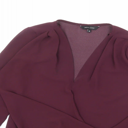 Womens UK Size 10 New Look Red Basic Blouse