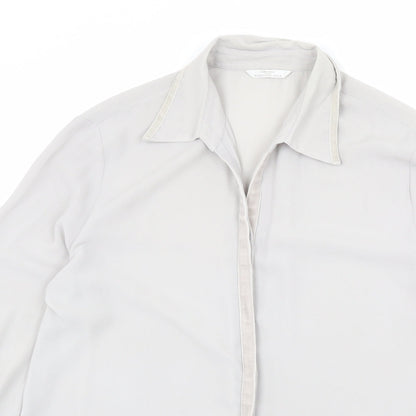 St Michael Womens Grey Polyester Basic Button-Up Size 14 Collared