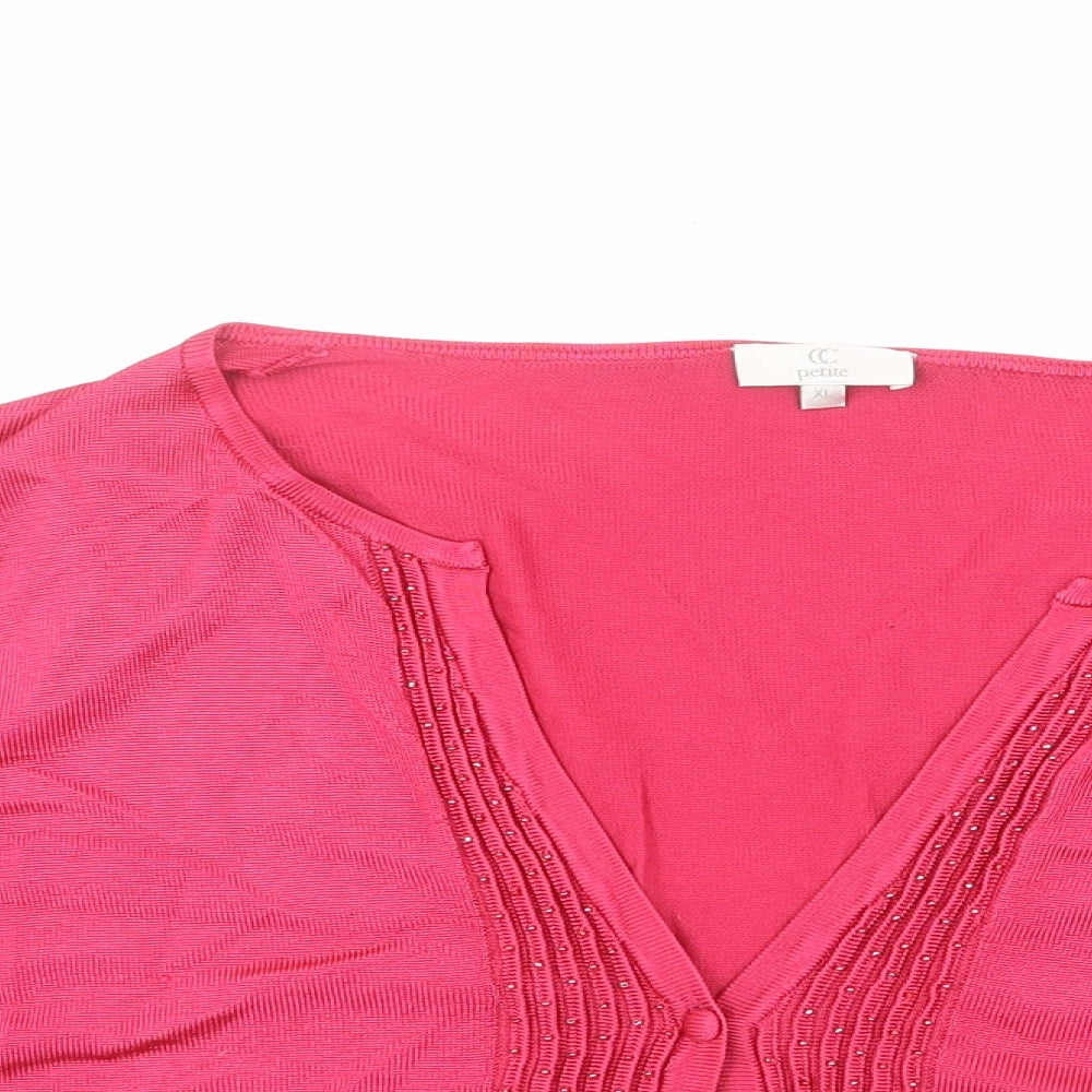 Womens UK Size XL CC Pink Cardigan Jumper