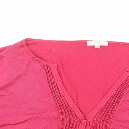 Womens UK Size XL CC Pink Cardigan Jumper