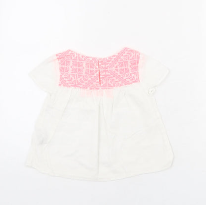 Zara Girls White Polyester Basic Blouse Size 4 Years Round Neck Button