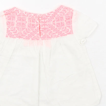 Zara Girls White Polyester Basic Blouse Size 4 Years Round Neck Button