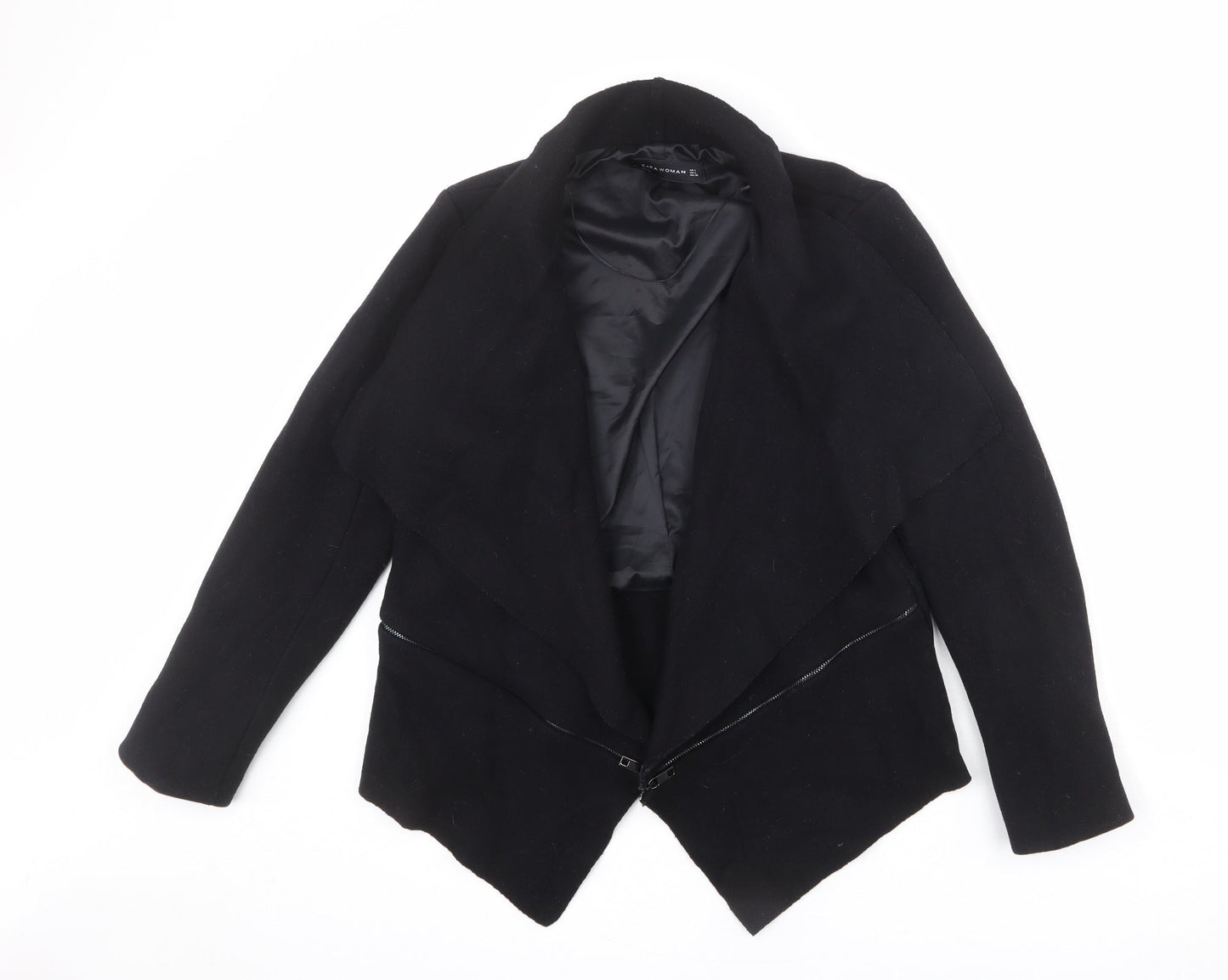 Womens UK Size S Zara Black Biker Coat