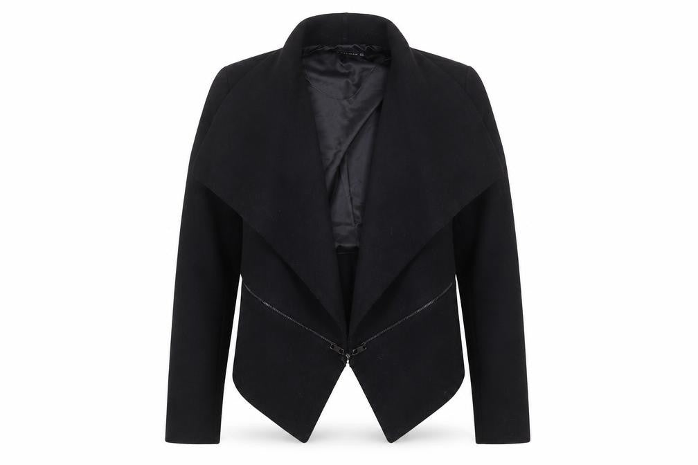 Womens UK Size S Zara Black Biker Coat
