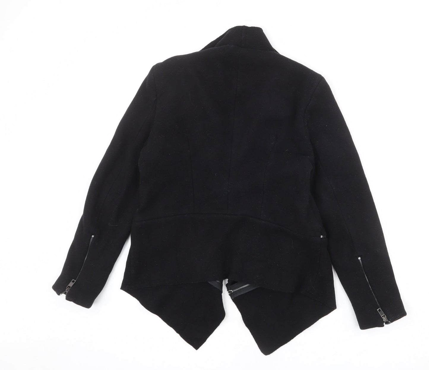Womens UK Size S Zara Black Biker Coat