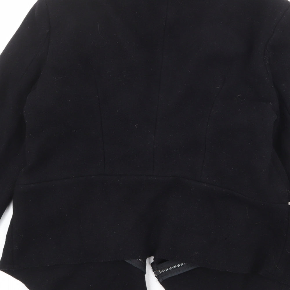 Womens UK Size S Zara Black Biker Coat