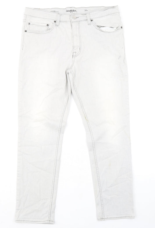 Goodfellow&Co Mens Grey Cotton Tapered Jeans Size 36 in L30 in Regular Zip
