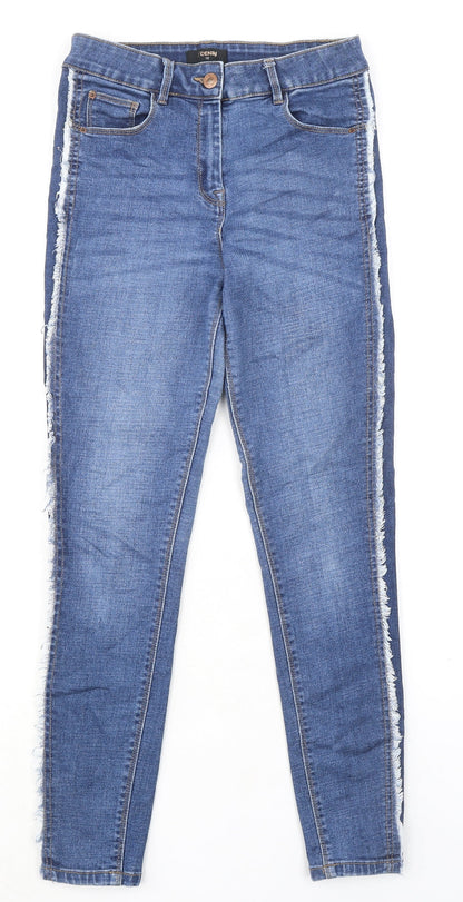 Matalan Womens Blue Cotton Skinny Jeans Size 10 L27 in Regular Zip