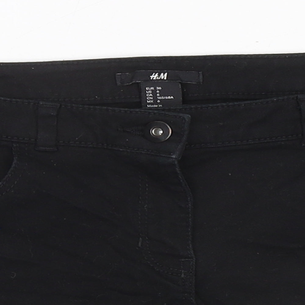 H&M Womens Black Cotton Hot Pants Shorts Size 36 in Regular Zip